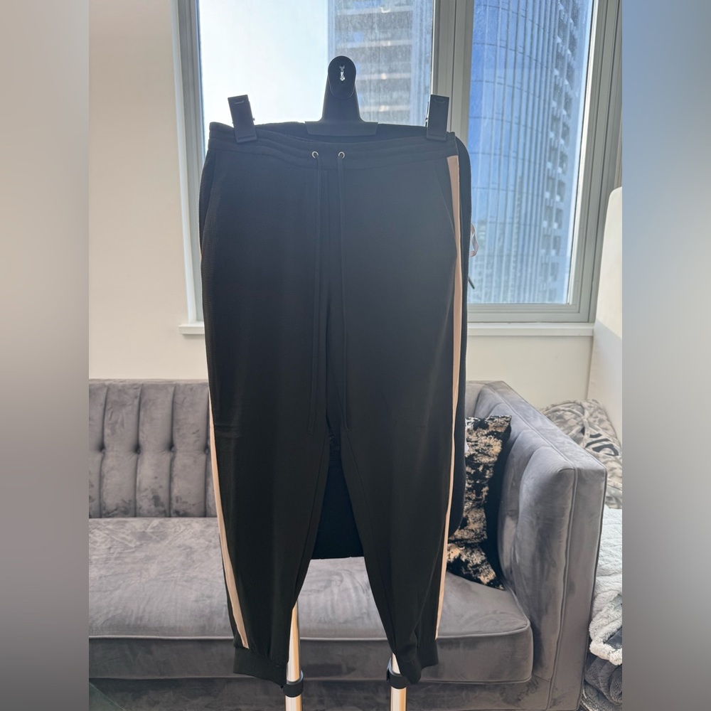 Black Jogger Pants with Side Stripes